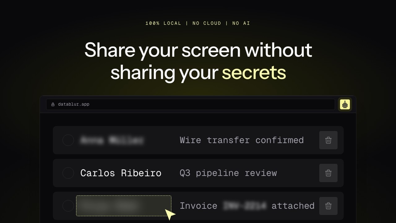 DataBlur desfocar dados sensíveis em uma página ao vivo